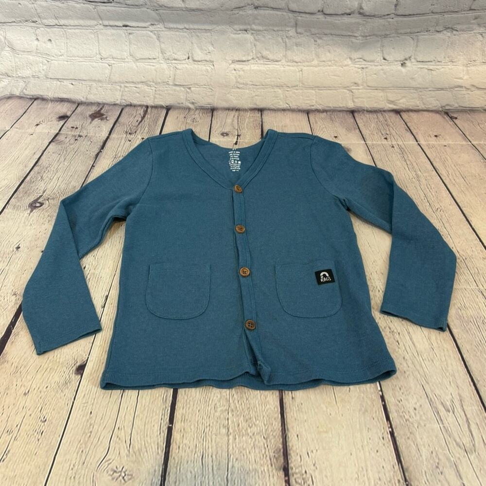 Rags to Raches Blue Ribbed Cardigan